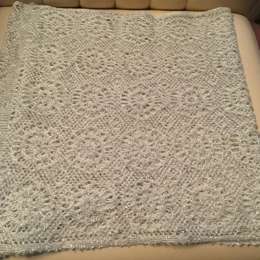 Light Grey Silver Threaded Scarf  - New. 
Measurements:  56” x 16”